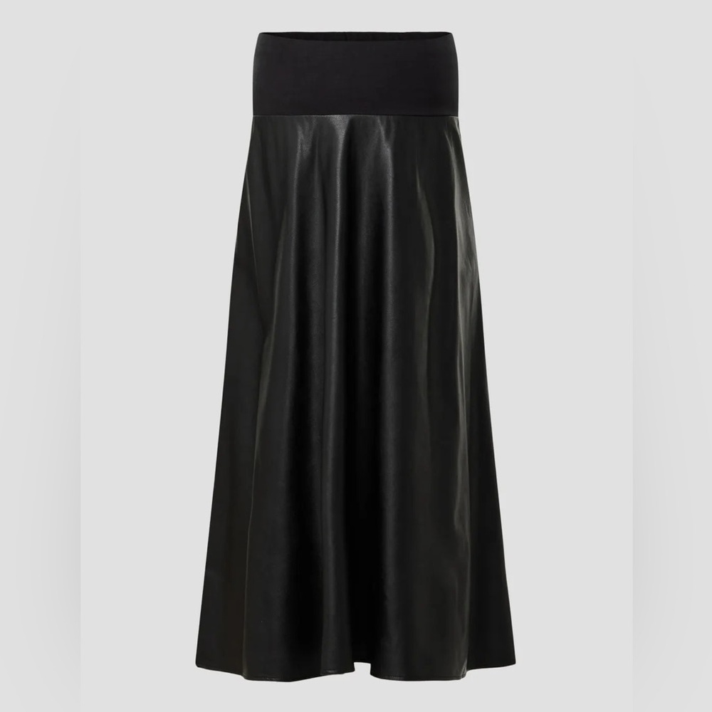 PIETRO BRUNELLI Maternity Chana Skirt in Faux Black Leather, XL